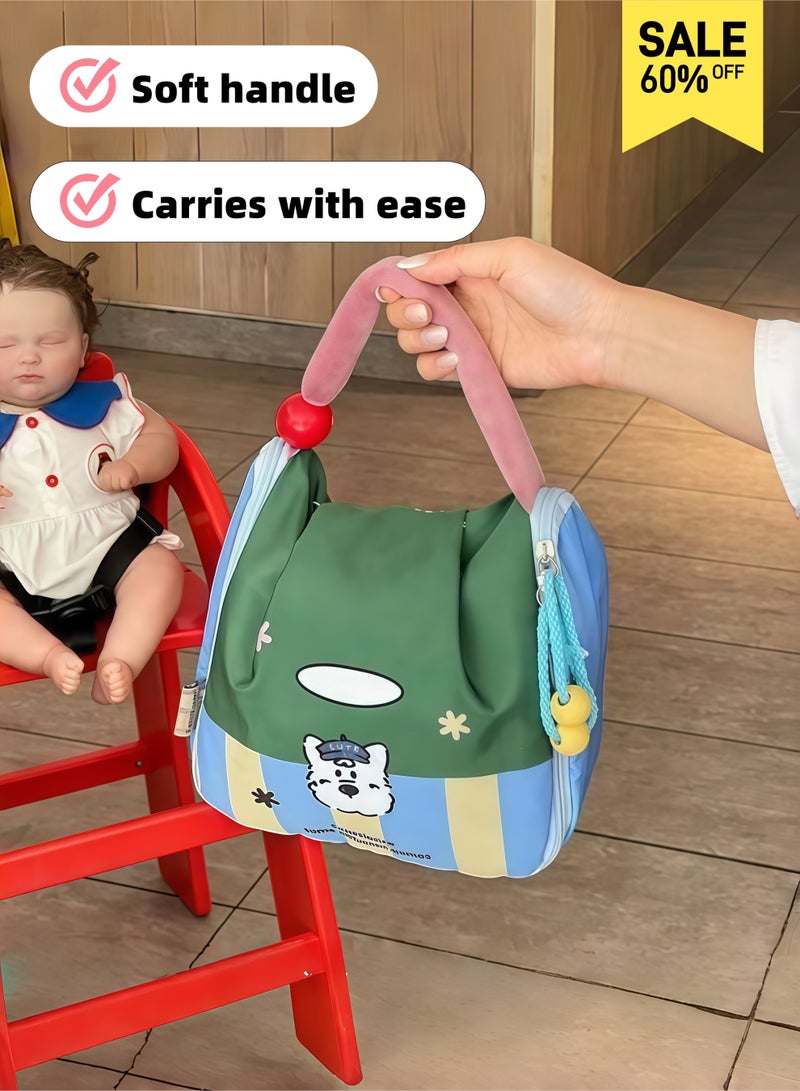 حقيبة حفاضات خفيفة الوزن للنساء - حقيبة أطفال منظمة محمولة وجميلة مع جيب معزول للزجاجة، وسادة تغيير، أحزمة عربة الأطفال، مقبض ناعم للسفر والمستشفى والخروج اليومي - باللون الأخضر - Image 1